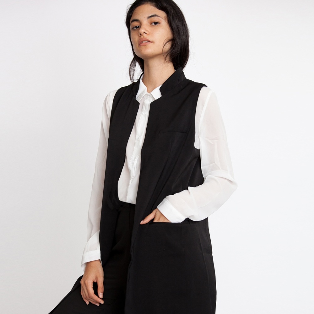BLACK LONG OPEN WAISTCOAT